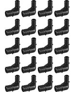 20-Pack 3/4" x 1/2" Plastic PEX-B Barb 90-Degree Reducing Elbow Crimp Fittings