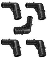 5-Pack 3/4" x 1/2" Plastic PEX-B Barb 90-Degree Reducing Elbow Crimp Fittings