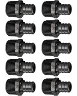 10-Pk 3/4" PEX Crimp x 3/4" Male NPT Adapters Plastic PPSU Poly Alloy PEX-B Fittings ASTM F2159, cUPC, NSF/ANSI 61