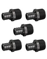 5-Pk 3/4" PEX Crimp x 3/4" Male NPT Adapters Plastic PPSU Poly Alloy PEX-B Fittings ASTM F2159, cUPC, NSF/ANSI 61