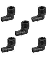 5-Pack 3/4" PEX x MPT Elbow, ASTM F2159 Crimp Fitting NSF