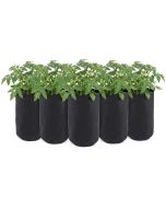 5-Pk 7-Gallon Basic Tall Fabric Pots/Grow Bags 200GSM Black 15H x 10D