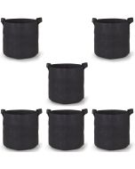 6-Pack 3-Gallon 247arden Grow 260GSM Black Fabric Pots w/Handles Bags 9H x 10D