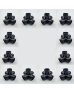 12-Pk 1/2 in. 5-Way Black PVC Elbow Fittings ASTM SCH40 Furniture-Grade Connectors