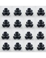 16-Pk 1/2 in. 5-Way Black PVC Elbow Fittings ASTM SCH40 Furniture-Grade Connectors