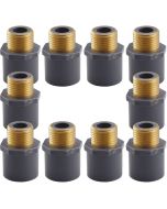 10-Pack 3/4" SCH-80 PVC Male Adapter w/Brass Threaded-Fittings ASTM D2467/D2464 NPT/MTP, PVC-to-Brass Connectors