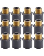 12-Pack 3/4" SCH-80 PVC Male Adapters w/Brass Threaded-Fittings ASTM D2467/D2464 NPT/MPT 3/4" PVC-to-Brass Connectors