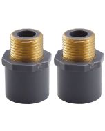 2-Pack 3/4" SCH-80 PVC Male Adapter w/Brass Threaded-Fittings ASTM D2467/D2464 NPT 3/4" MTP, PVC-to-Brass Connectors