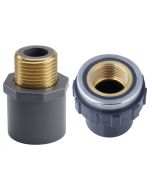 1-1/4" SCH-80 Male + Female Adapter w/Brass Fitting 2PCS 1.25" PVC Combo Set ASTM D2467