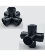 2-Pk 3/4 in. 5-Way Black PVC Elbows ASTM SCH40 Furniture-Grade Construction Fittings
