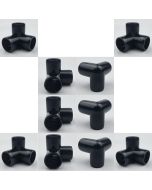 10-PK 3/4 in. 3-Way Black PVC Elbows ASTM SCH40 Furniture-Grade Corner Fittings