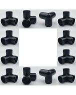 12-PK 3/4 in. 3-Way Black PVC Elbows ASTM SCH40 Furniture-Grade Corner Fittings