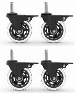 Set of 4 PVC Caster Wheels w/Brake 7/16" Diameter Long Stem Version