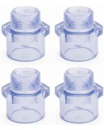 4-PK 3/4 in. Clear PVC SCH-80 Male Adapter Fittings Transparent Color ANSI, ASTM D2467 Special for Aquarium/Reef Tank Setup