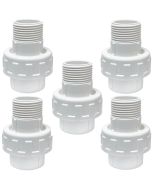 5-Pk 3/4 in. Sch-40 PVC Male Unions w/ O-Ring Slip/Socket Pipe Fittings ASTM D2466 F1970 FS USA