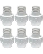 6-Pk 3/4 in. Sch-40 PVC Male Unions w/ O-Ring Slip/Socket Pipe Fittings ASTM D2466 F1970 FS USA