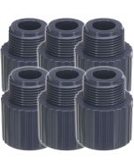 6-Pk 1.25" Schedule 80 PVC NPT Male Adapter ASTM High Pressure Pipe Fittings (Socket x MNPT) NSF ASTM D2467/D2464