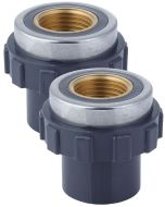 2-Pack 1/2 in. SCH-80 PVC Female Adapters w/Brass Threaded-Fitting ASTM D2467/D2464 FNPT 1/2" PVC-to-Brass Connectors