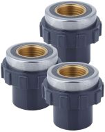 3-Pack 1/2 in. SCH-80 PVC Female Adapters w/Brass Threaded-Fitting ASTM D2467/D2464 FNPT 1/2" PVC-to-Brass Connectors
