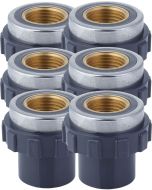 6-Pack 1/2 in. SCH-80 PVC Female Adapters w/Brass Threaded-Fitting ASTM D2467/D2464 FNPT 1/2" PVC-to-Brass Connectors