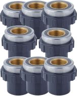 8-Pack 1/2 in. SCH-80 PVC Female Adapters w/Brass Threaded-Fitting ASTM D2467/D2464 FNPT 1/2" PVC-to-Brass Connectors