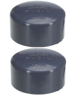 2-Pk 2 in. Schedule-80 PVC End Caps/Plugs Slip/Socket High Pressure Pipe Fittings NSF ASTM D2467