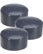 3-Pk 2 in. Schedule-80 PVC End Caps/Plugs Slip/Socket High Pressure Pipe Fittings NSF ASTM D2467