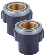 2-Pack 1 in. SCH-80 PVC Female Adapters w/Brass Threaded-Fitting ASTM D2467/D2464 FNPT 1" PVC-to-Brass Connectors