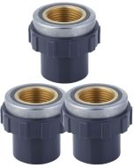 3-Pack 1 in. SCH-80 PVC Female Adapters w/Brass Threaded-Fitting ASTM D2467/D2464 FNPT 1" PVC-to-Brass Connectors