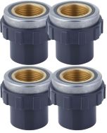 4-Pack 1 in. SCH-80 PVC Female Adapters w/Brass Threaded-Fitting ASTM D2467/D2464 FNPT 1" PVC-to-Brass Connectors