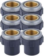 6-Pack 1 in. SCH-80 PVC Female Adapter w/Brass Threaded-Fitting ASTM D2467/D2464 FNPT 1" PVC-to-Brass Connector