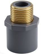 3/4 in. SCH-80 PVC  Male Adapter w/Brass Threaded-Fitting ASTM D2467/D2464 NPT 3/4" MTP, PVC-to-Brass Connector
