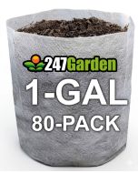 80-Pack 1-Gallon OG Starter Plant Grow Bags White 60GSM Aeration Fabric Pots BPA-Free 7D x 6H