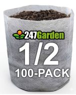 100-Pack 1/2-Gallon OG Starter Plant Grow Bags White 40GSM Aeration Fabric Pots BPA-Free 5H x 6D