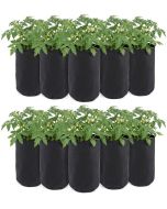 10-Pk 2-Gallon Basic Tall Fabric Pots/Grow Bags 200GSM Black 12H x 7D