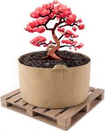 247Garden 80-Gallon Aeration Fabric Pot/Plant Grow Bag/Raised Garden Bed w/Handles (300GSM Tan w/Black Base 18H x 36.5D)