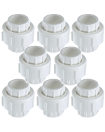 8-Pack 1-1/4 in. SCH40 PVC Slip Unions w/ O-Ring SxS ASTM D2466/F1970