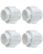 4-Pack 1-1/4 in. SCH-40 PVC Threaded-Unions w/ O-Ring PVC Pipe Threaded-Fittings ASTM D2466/F1970 FNPT x FNPT 1.25"