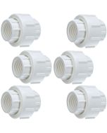6-Pack 1-1/4 in. SCH-40 PVC Threaded-Unions w/ O-Ring PVC Pipe Threaded-Fittings ASTM D2466/F1970 FNPT x FNPT