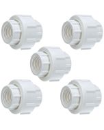 5-Pk 1/2 in. PVC SCH-40 Unions Threaded-Type w/ EPDM O-Ring FIPT x FIPT Pipe Fittings ASTM D2466/F1970