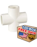 100/Box 3/4 in. SCH-40 PVC Cross Fittings NSF ASTM D2466 0.75"